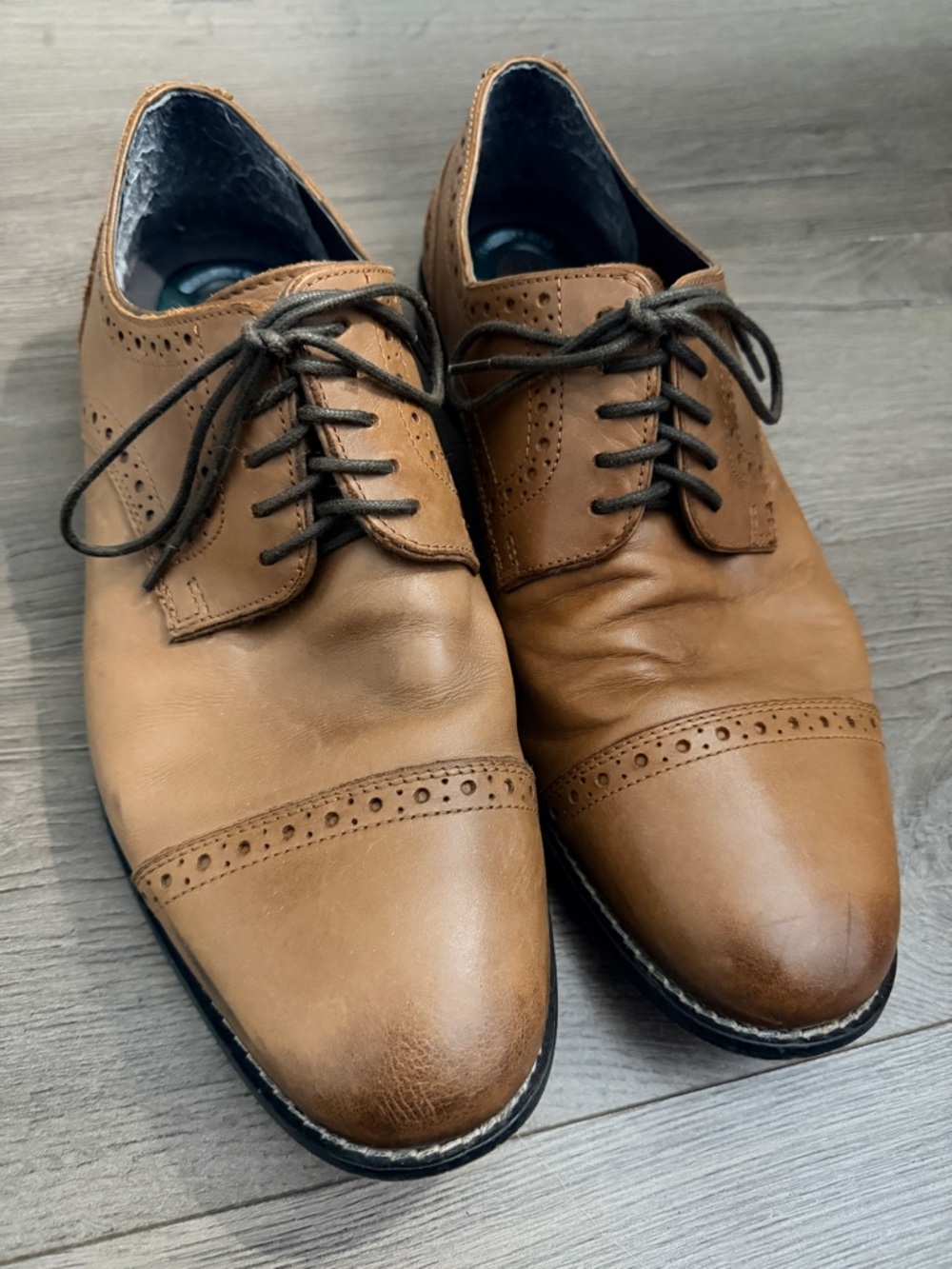 Nunn Bush Men's Brown Leather Wingtip Oxfords - Size 10.5 W - Picture 2 of 8